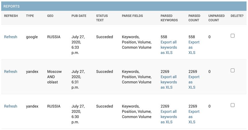 Сбор ключевых слов