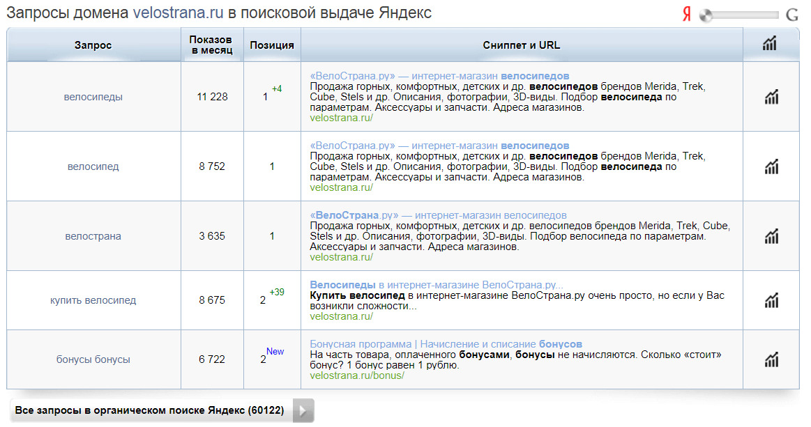 Запросы в Spywords